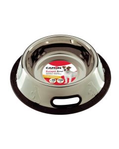 Food and water bowl, Camon, d14 cm, 500 ml, metal, with rubber base