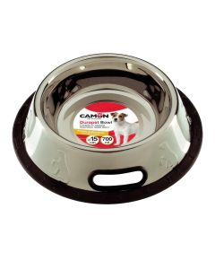 Food and water bowl, Camon, d16 cm, 800 ml, metal, with rubber base