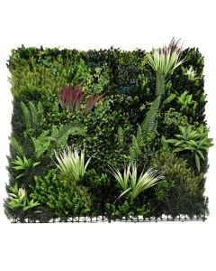 Artificial leaf fence, Giardino Verde, Roma, Bluish Spirit, 100x100 cm, 3400 gr/m², 1231 leaves/m², green color with nuances