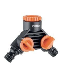 45⁰ fitting, Claber, dual outlet, 3/4ª, with tap