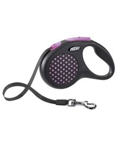 Rope for dogs, Flexi, Black Design, S, 5 m, 15 kg, pink color