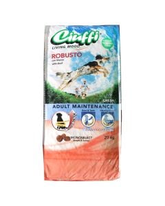Dog food, Ciuffi, 20 kg, with beef