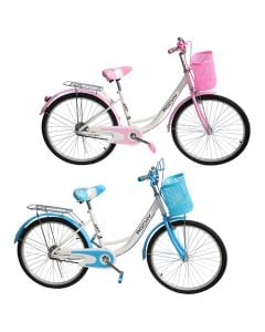 City bicycle for women, Rocky, 24", white color with blue/pink