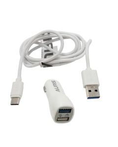 Car charger + plug, Auris, CR03, 3.4 A, 2 USB ports, USB-Type-C plug