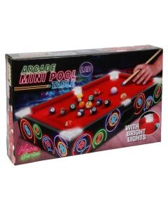 Billiard table game, 48.5x30x8.5 cm, MDF material with LED lighting.