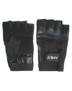 Gym gloves, Amila, leather, size M, black color