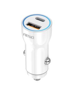 Car charger, Amio, AM-03881, 20 W, 2 Type C and USB ports