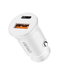 Car charger, Amio, AM-03877, 20W, 2 USB ports and Type C
