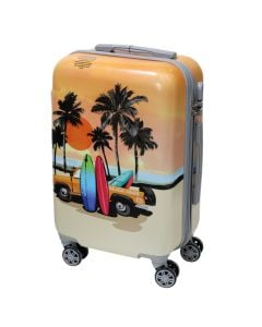 Travel suitcase, ProWorld, ABS, 28", W26 x D44 x H67 cm, orange color, with design