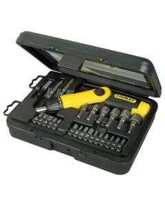 Adapter set and 25 screwdriver bits, Stanley, 1 extension, PH1, PH2, PH3, PZ5, PZ6, PZ7, T10, T15, T20, Hex 3,4,5 mm, 5, 6, 8, 9, 10, 11 mm, Cr-V