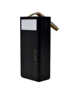 Powerbank, WUW, 30000mAh, 22.5 W, Type-C and USB ports, black color