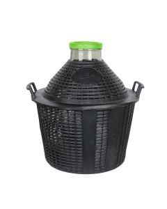 Glass decanter 34 L with plastic knitting