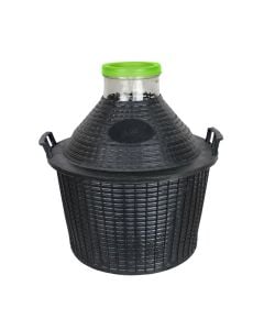 Glass decanter 25 L with plastic knitting