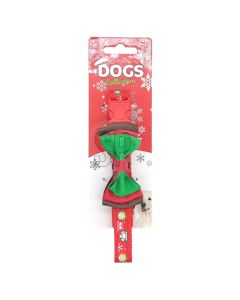 Dog collar with Christmas motifs, polyester, red and green color