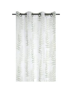 Ulysse net curtain with rings , 100% polyester, white/green, 140x260 cm