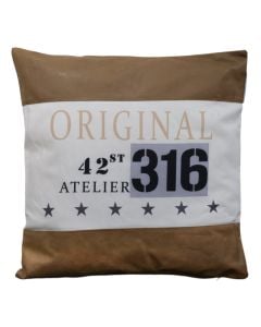 Decorative pillow, 100% polyester, white/brown, 50x50 cm