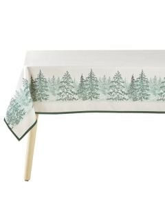 Tablecloth, PVC, off-white/green, 150x300 cm