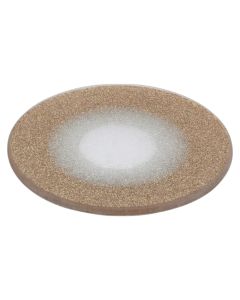 Candle holder plate, glass, white color with gold, 15 cm