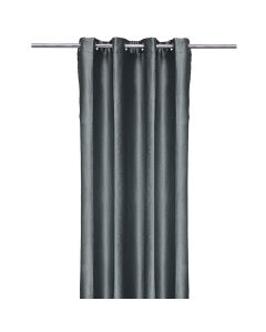 Blackout curtain with rings, 100% polyester, grey, 140x260 cm