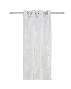 Net curtain with rings, 100% polyester, white, 140x260 cm