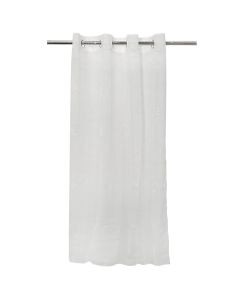 Net curtain with rings , 100% polyester with embroidery, white, 140x260 cm