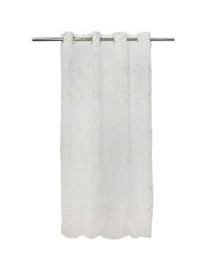 Net curtain with rings , 100% polyester, jacquard, white/beige, 140x260 cm