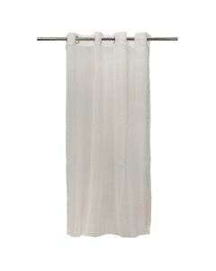 Net curtain with rings , 98% polyester and 2% linen, natural, 140x260 cm