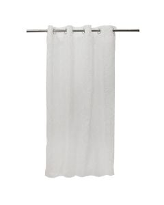 Net curtain with rings , 100% polyester with embroidery, white/white, 140x260 cm