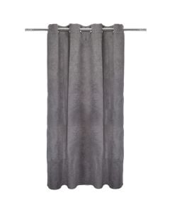 Blackout curtain with rings, 100% polyester, grey, 140x260 cm