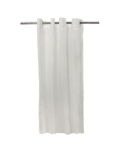 Net curtain with rings , 90% polyester and 10% cotton, Off-white, 140x260 cm