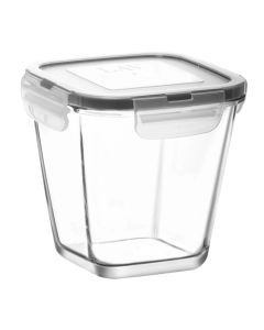 Fresco hermatick food container, glass, transparent, 700 cc, 11.5x11.5 x H 10 cm