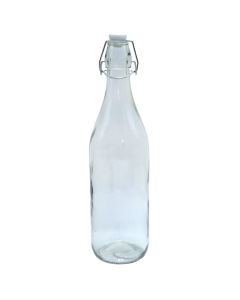 Bottle with hermetic clip, glass, transparent, Dia. 8.7 x  H. 31.7 cm