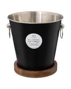 Ice bucket, stainless steel, silver/black, Dia.21  x  H. 22 cm