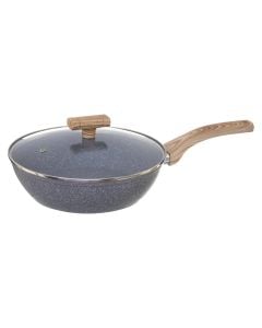 Induction deep frying pan with non-stick coating, aluminium/tempered glass, grey, Dia. 28 x  H. 14.5 cm