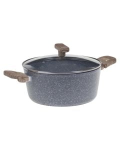 Induction cooker with non-stick coating, aluminium/bakelite/tempered glass, grey, Dia. 24 x  H. 17 cm