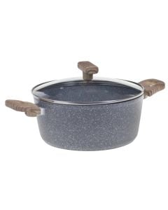 Induction cooker with non-stick coating, aluminium/bakelite/tempered glass, grey, Dia. 28 x  H. 19 cm