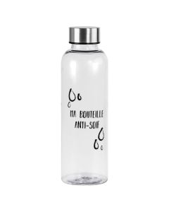 Water bottle with hermetic lid, polypropylene/siliconee, transparent, 0.5 L / Dia. 6.5  x  H. 21.5 cm
