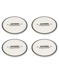 Coaster for glasses (PK4), ceramic, white, Dia. 10  x  H. 3.4 cm