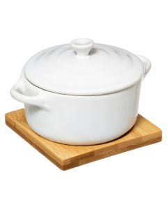 Casserole with lid, ceramic, white, Dia. 9.7 x  H. 8.5 cm