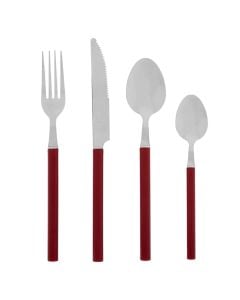 Serving set spoons and forks (PK 24), stainless steel, red, 27.5 x 16.5 x  H. 6.5 cm