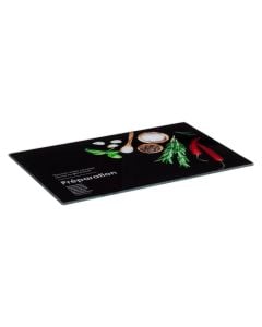 Cutting board, glass, black, 30 x 20 x  H. 0.4 cm