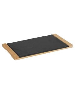 Serving tray, bamboo, natural/black, 35 x 20 x  H. 1.5 cm