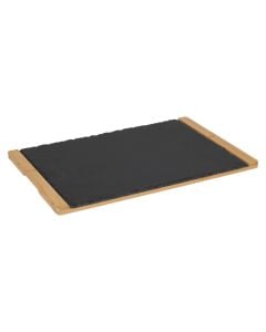 Serving tray, bamboo, natural/black, 45 x 30 x  H. 1.5 cm