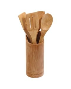 Cooking spoon/fork holder set, bamboo, natural, 6 x 0.8 x  H. 30 cm
