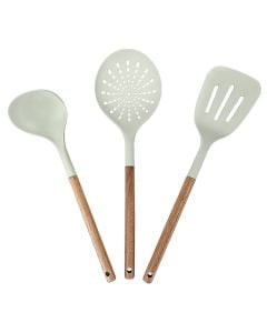 Set of cooking spoons and forks, wood, natural, 9 x 8 x  H. 32 cm