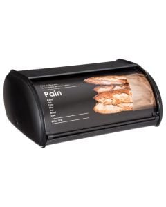 Bread container, metallic, black, 35.5 x 23 x  H. 14.5 cm