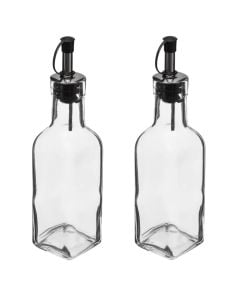 Bottle of oil/vinegar, glass, transparent, 0.16 L / 4.9 x 4.9 x  H. 19.2 cm