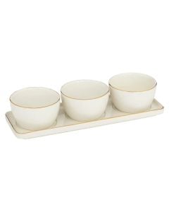 Set of antipasti bowls with trays, ceramic, white, 9.5 x 5.5 x  H. 9.5 cm