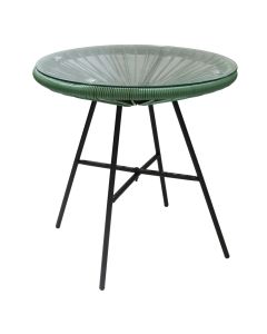 Round table with oversize glass, metal, green, Dia.50xH50 cm