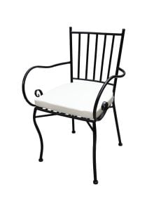Metal chair with slats, black frame, beige slats, 45x42xH88 cm